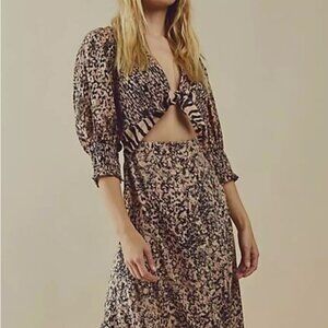 NWOT Free People String Of Hearts Animal Printed Maxi Dress S